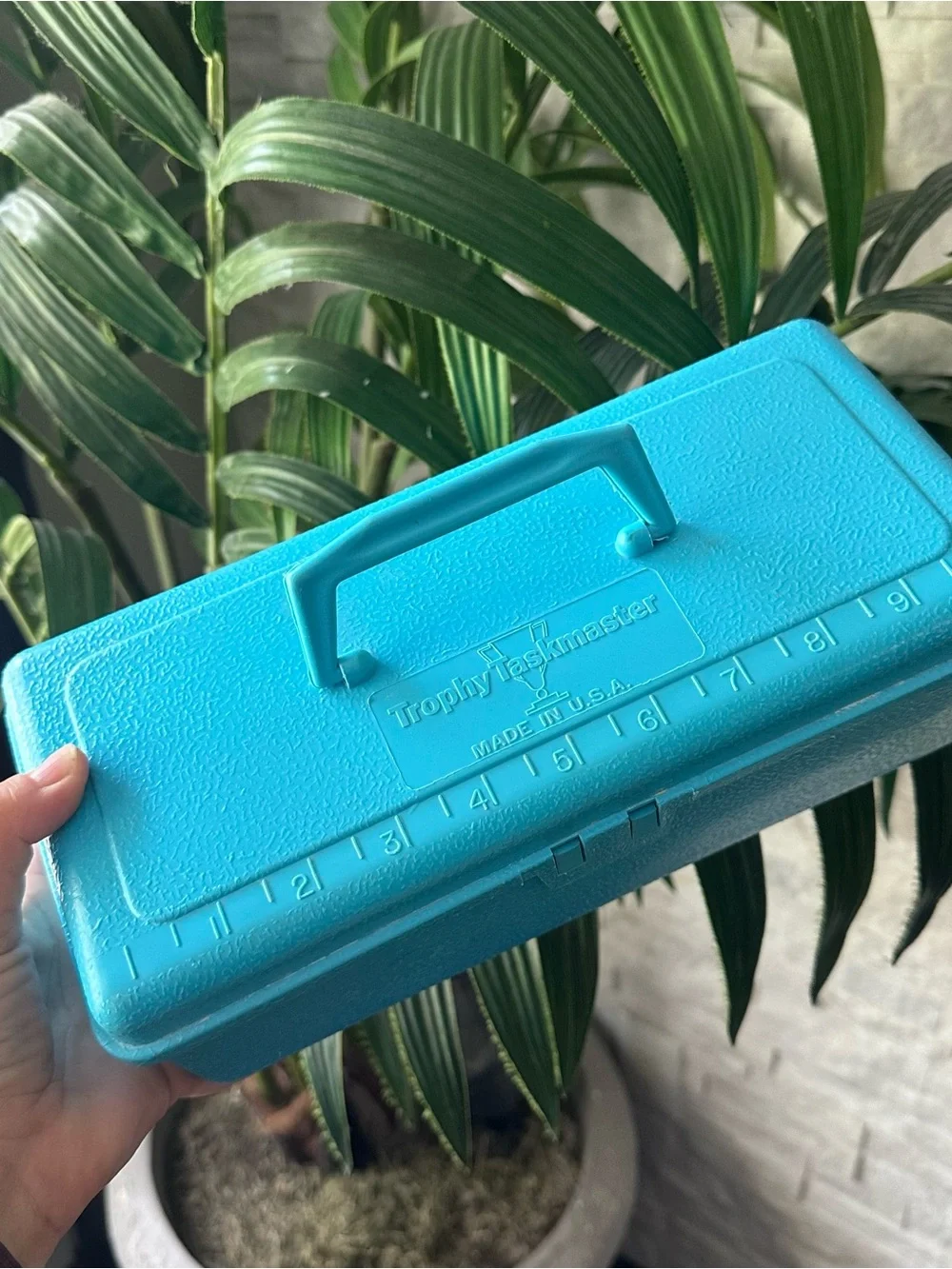 Trophy Taskmaster 1970’s Midcentury Vintage Turquoise Plastic Tool Box Case